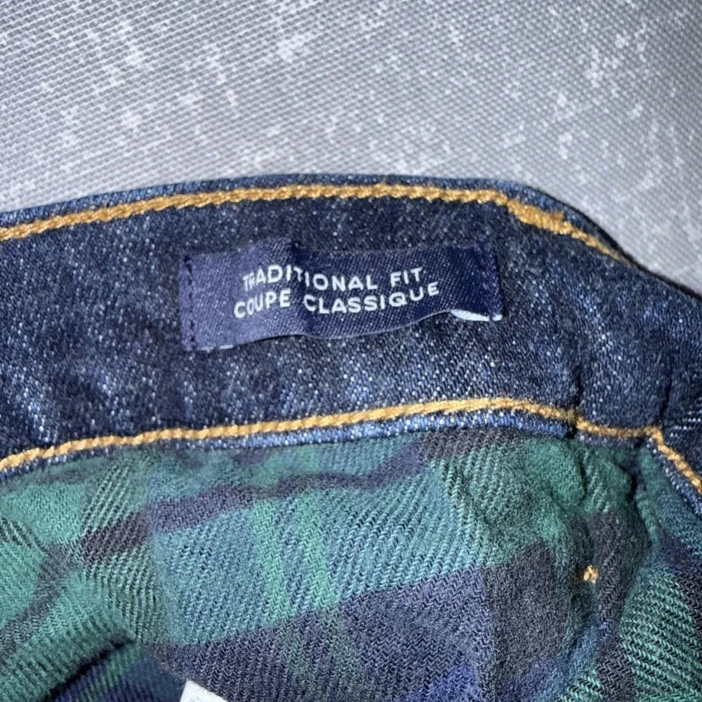 Lands' End Square Rigger Jeans Mens 35x30 Blue Flannel Lined Straight Leg Denim